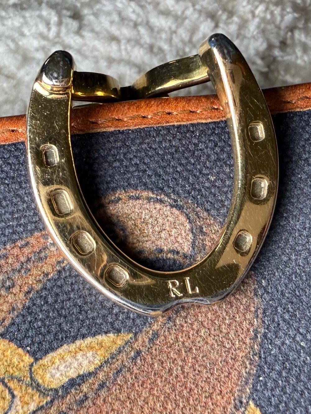 RARE Vintage Ralph Lauren Leather & Canvas Wallet with Unique Horseshoe Closure - Picture 9 of 9